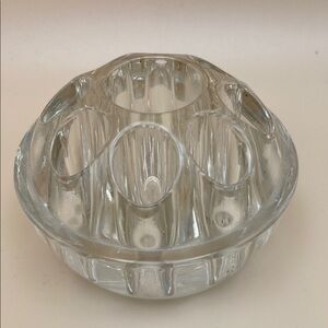 Vintage Glass Flower Frog 9 Holes Tiered Dome Design - Made in Taiwan